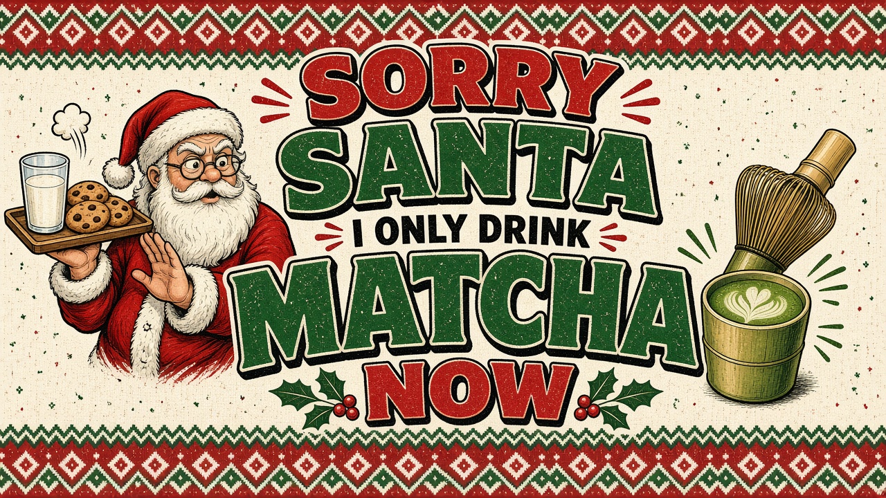 Matcha Santa funny Christmas sweater design