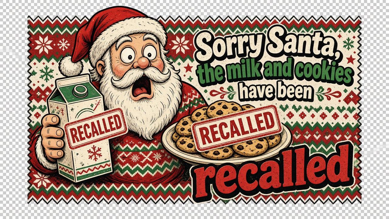 Milk and Cookies Recalled funny Christmas sweater design