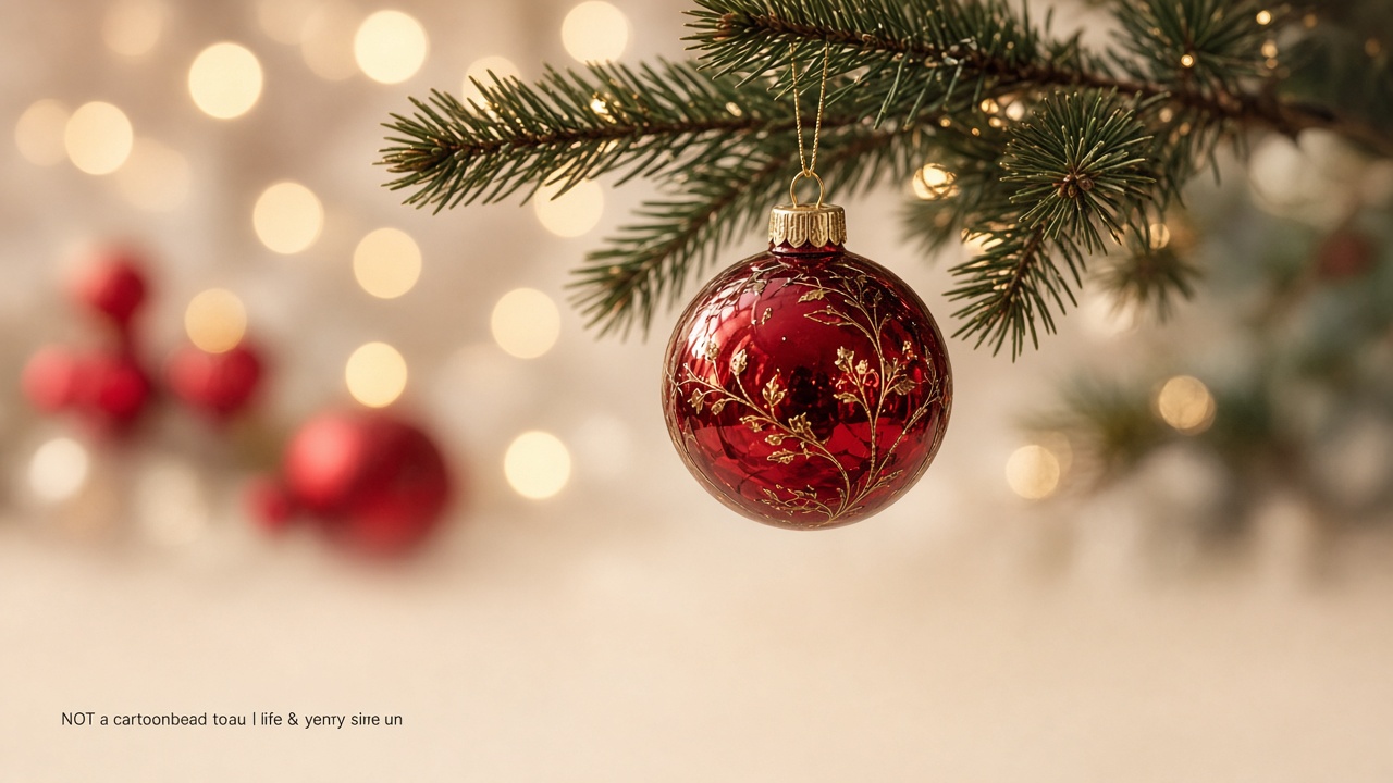 Glass Christmas bauble ornament on a tree branch